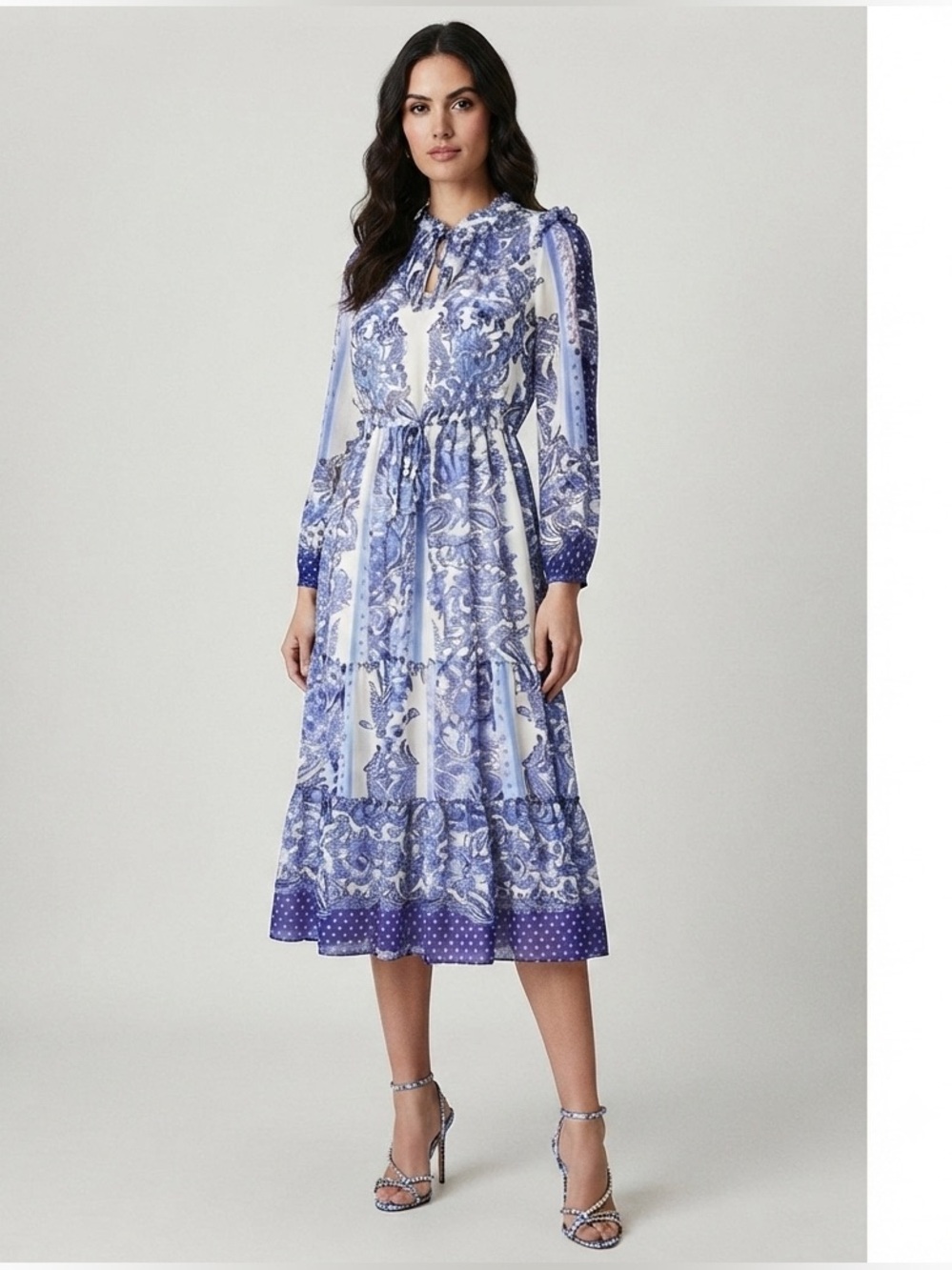 MAIA Long Sleeve Midi Fit + Flare Dress Size 12 NWT